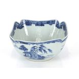 A Chinese blue and white bowl, having pagoda and river decoration, 25cm AF