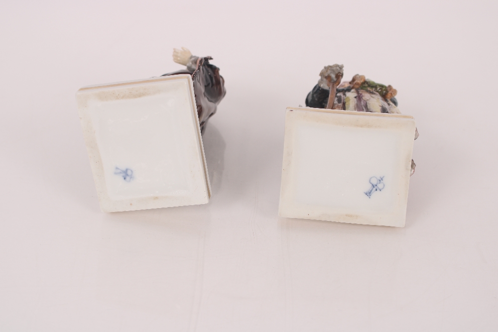 A pair of 19th Century Italian Naples porcelain figures of paupers wearing tattered clothes on - Image 3 of 4