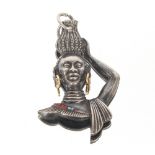 An unusual silver / gold brooch of naked female, approx. 2½" long