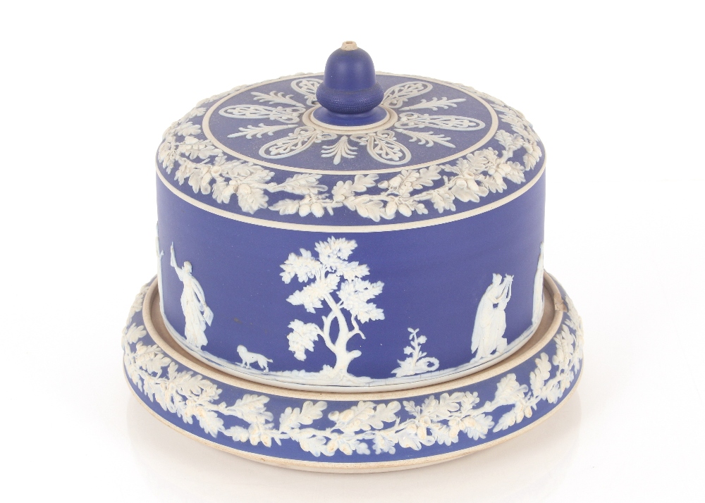 A Jasperware cheese dish and cover; a pair of similar servers and a Cauldonware blue and white - Image 2 of 8