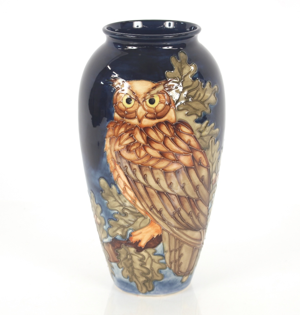 A limited edition Moorcroft vase, decorated with an eagle owl, 234/500, 32cm high - Image 2 of 4