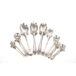 A silver preserve spade, Birmingham 1894; and a collection of various silver teaspoons and