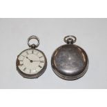 A silver pair cased pocket watch and a fob watch