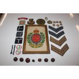 A framed RASC tapestry with selection of cloth mil