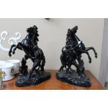 A pair of Spelter Marley horses