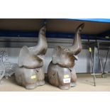 A pair of carved wooden elephants AF