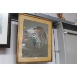 A gilt framed pastel study of a dog "Yuri"