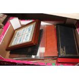 A box containing stamp albums, First Day covers co