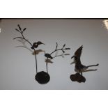 Dennis Matthews, two bronze bird ornaments