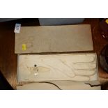 A pair of white kid gloves, size 8½ boxed