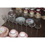 Eight wine glasses on air twist stems