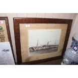 A WWI large framed photograph of HM transport ship