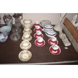 Six New Chelsea bone china tea cups and saucers; t