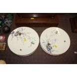 Six porcelain floral and insect decorated dessert