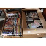 Two boxes of various DVDs