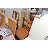 A pair of 19th Century bar back chair, a walnut Qu