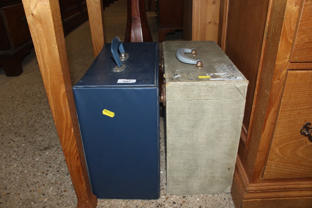 Two cased boxes of records