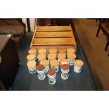 A pine spice rack and a quantity of Portmeirion "B