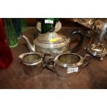 A three piece EPNS plated tea set