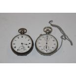 A silver cased pocket watch and a silver plated st