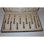 An Italian cased twelve piece silver set of fruit cutlery