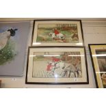 Dorothy Hardy, pair of hunting prints