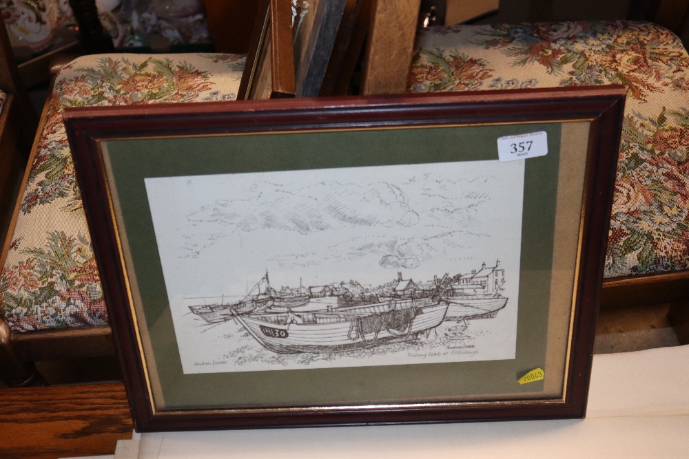 Andrew Dodds pencil signed print "Fishing Boats At