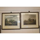 A pair of 18th Century aquatints, Jukes after Bigg, cottage scenes near Colchester