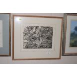 Martyn Lack, pencil signed etching of a rural scen