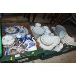 A box of miscellaneous blue and white china etc. a