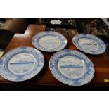Four Mason blue and white plates decorated with sh