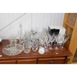 A quantity of various table glassware to include d