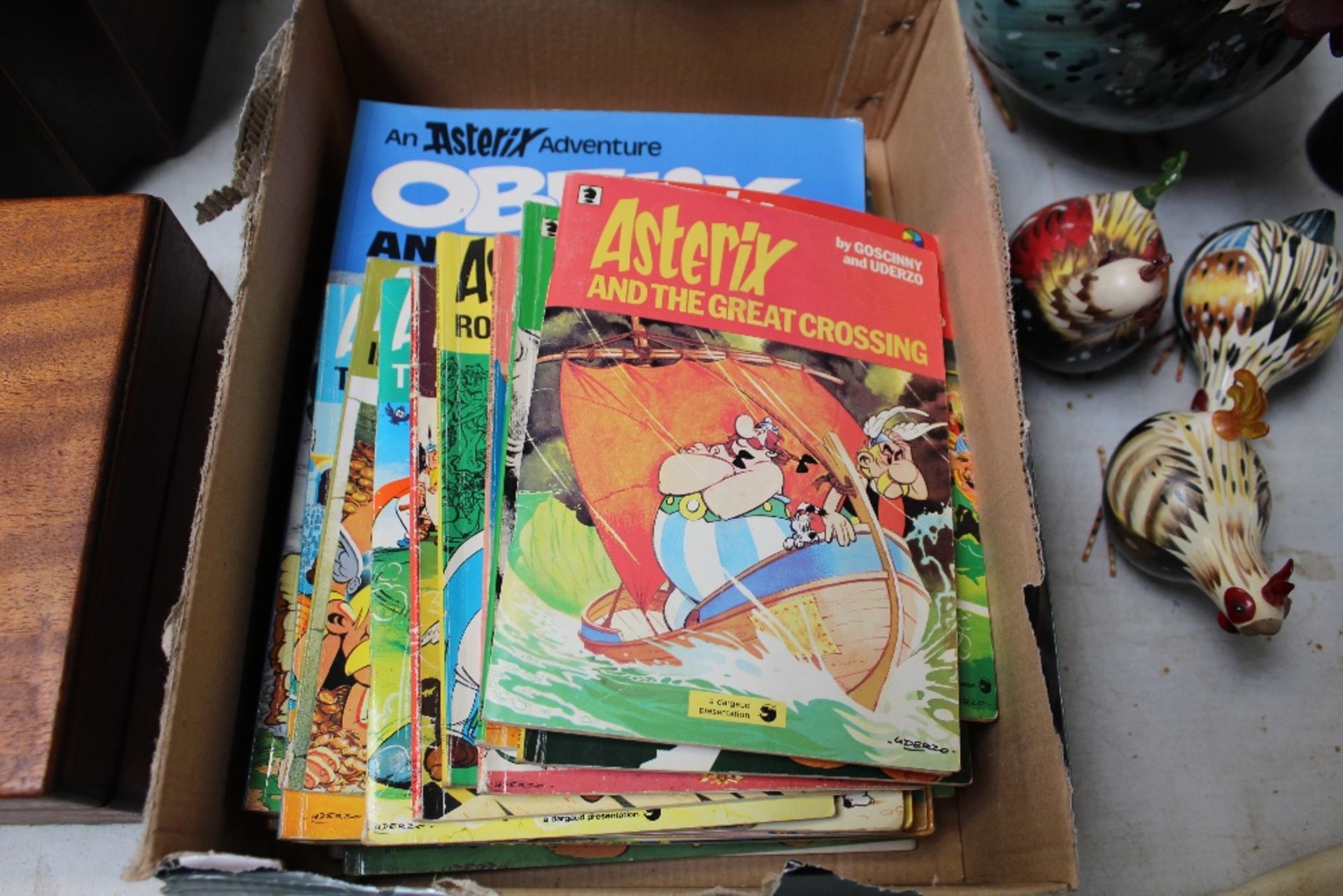 A box of Asterix comic books