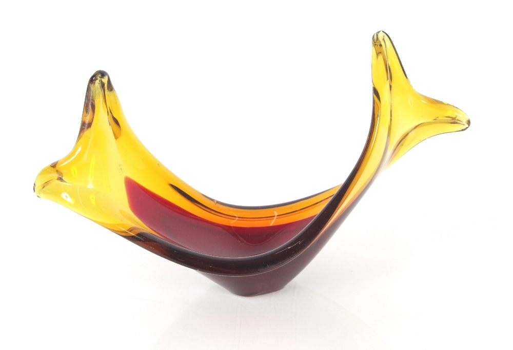 A circa 1960's Murano type red and yellow glass fr