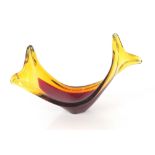 A circa 1960's Murano type red and yellow glass fr