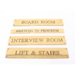 Four good quality brass door plates, one double si