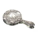 An Edwardian silver Art Nouveau hand mirror by A.E