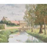 A Postaire, rural Normandy scene, bridge across a