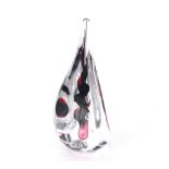 A glass Adam Jablonski, tear drop shaped paperweig