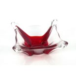 A Koshido red tinted glass bowl