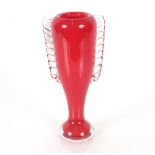 An Adam Jablonski glass trophy vase, 33cm high