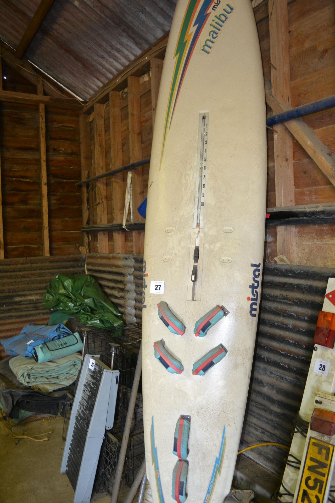Windsurfing board and various accessories. V