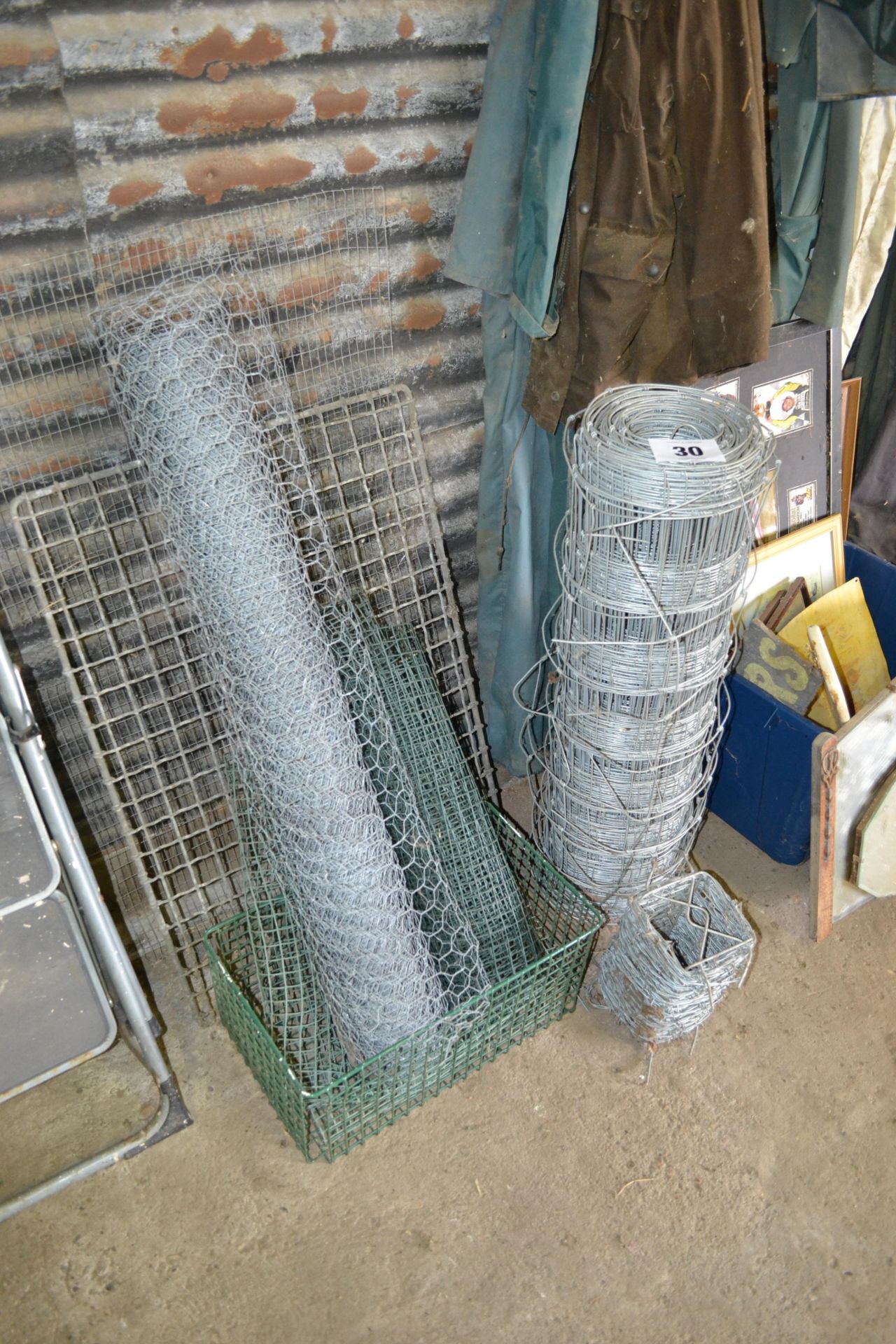 Various chicken wire, barbed wire, stock netting e