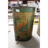 A Wakefield Castrol XXL Motor Oil 5 gallon drum with integral tap, yellow and red lettering