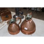 Two Victorian copper Harvest jugs