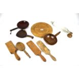 A large collection of kitchen and dairy treen incl