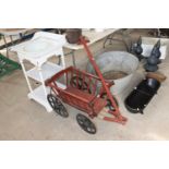 A vintage painted dog cart