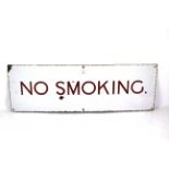 An enamel "No Smoking" sign approx. 36" x 12"