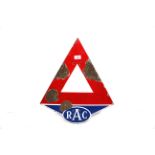 A vintage enamel "RAC" sign of triangular form, ap