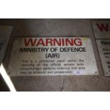 A military warning sign "Warning Ministry Of Defe